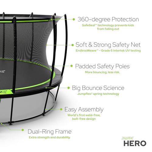 JumpFlex Hero 15' Round Outdoor Trampoline Set